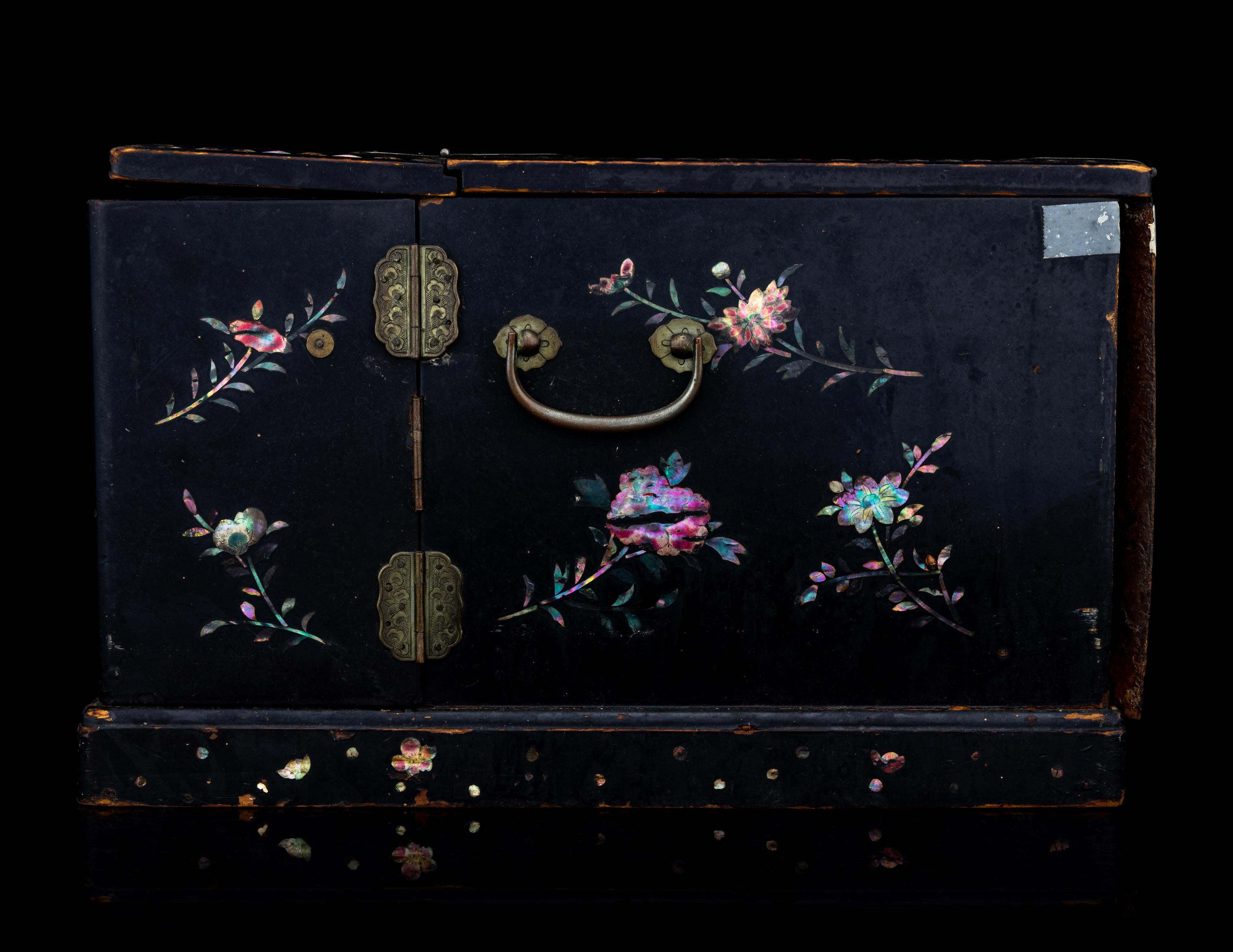 Two Small Chinese Mother-of-Pearl Inlaid Hardwood Chests