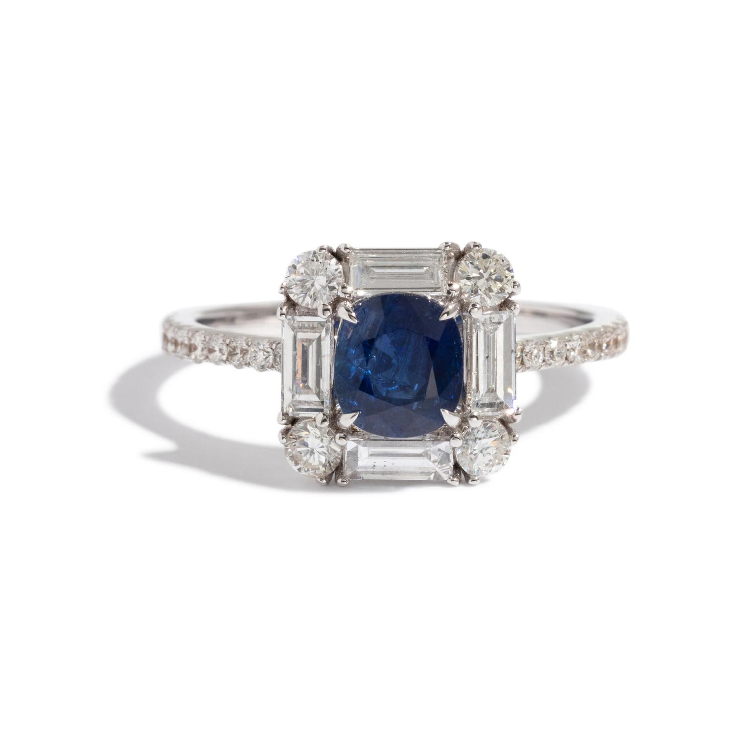 UNHEATED BURMESE SAPPHIRE AND DIAMOND RING