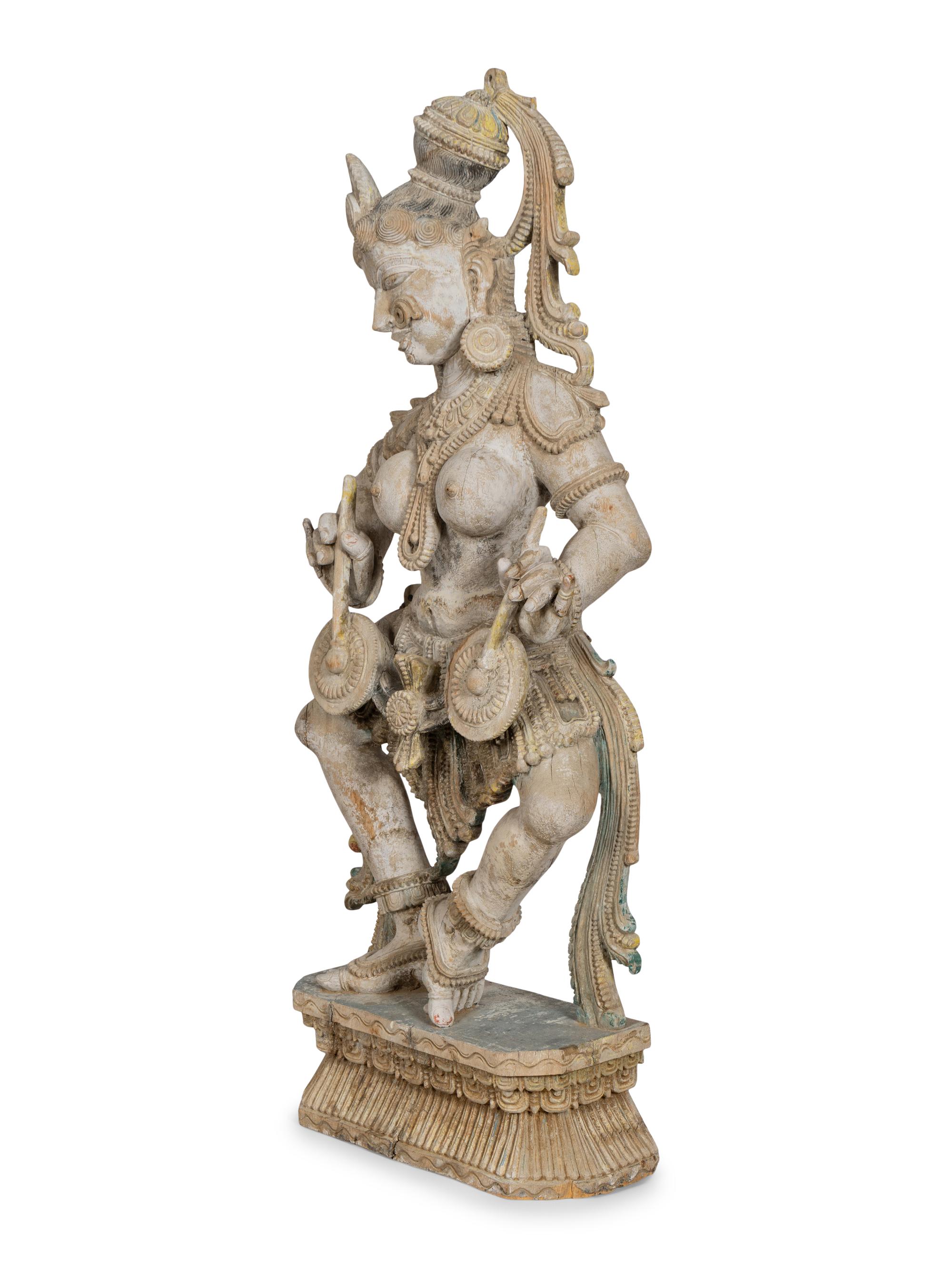 A Large South Indian Carved Goddess Figure