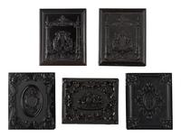 [EARLY PHOTOGRAPHY]. 5 quarter plate Union cases and one Union wall frame, all containing portraits.
