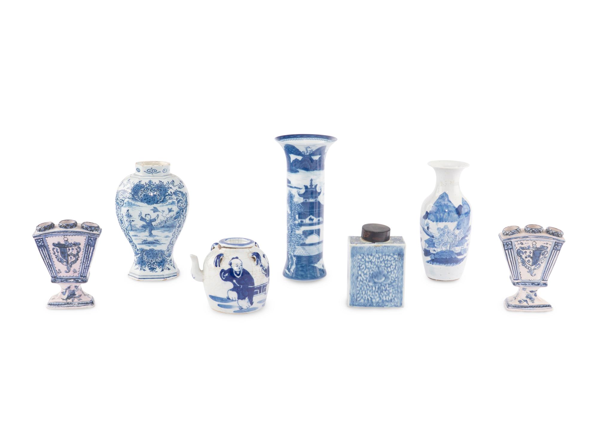 A Collection of Blue and White Porcelain Articles