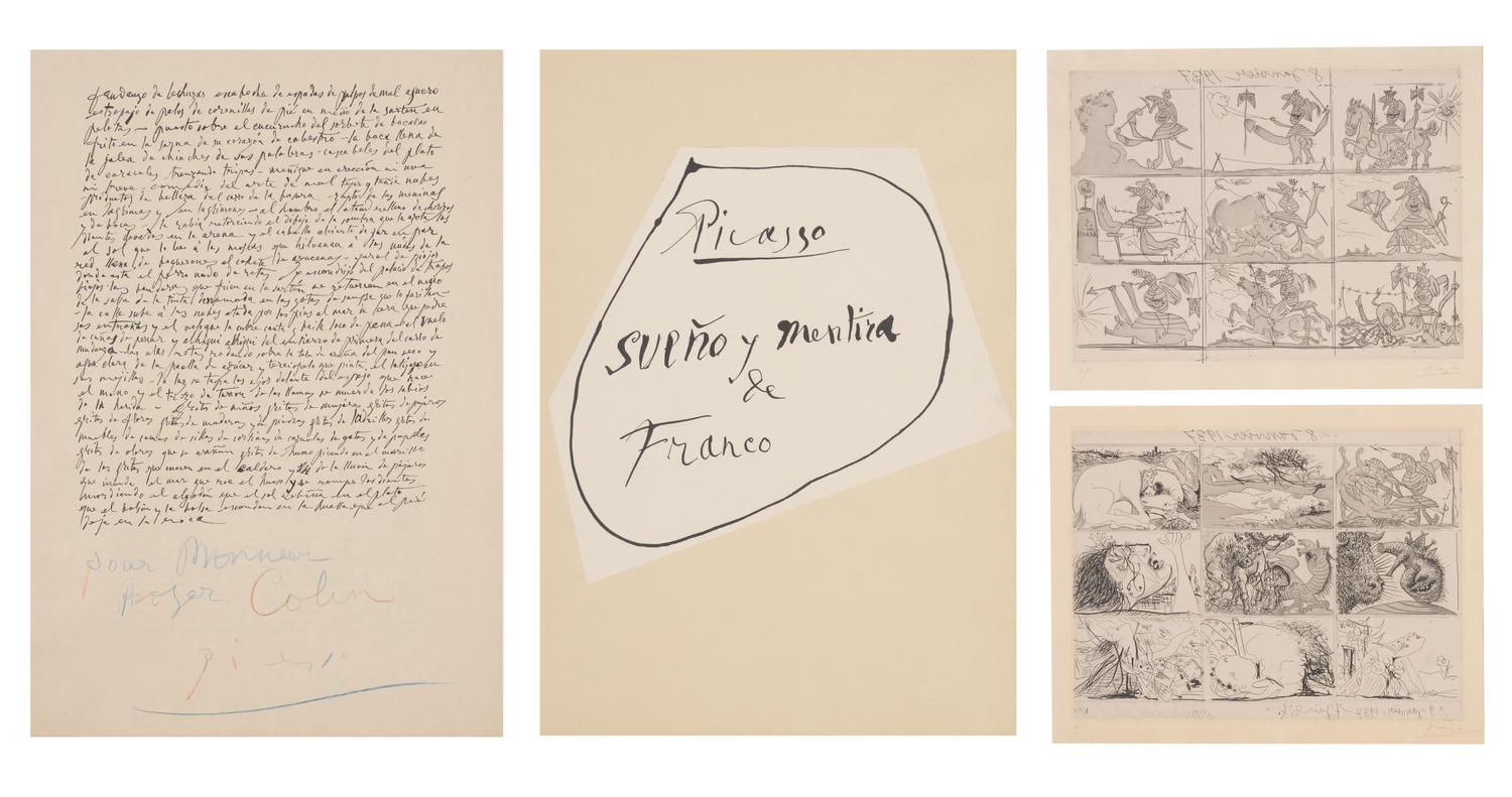 Sueño y mentira de Franco (the pair, with accompanying dedicated text page and frontispiece), 1937