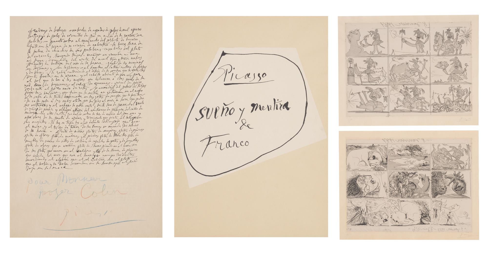 Sueño y mentira de Franco (the pair, with accompanying dedicated text page and frontispiece), 1937