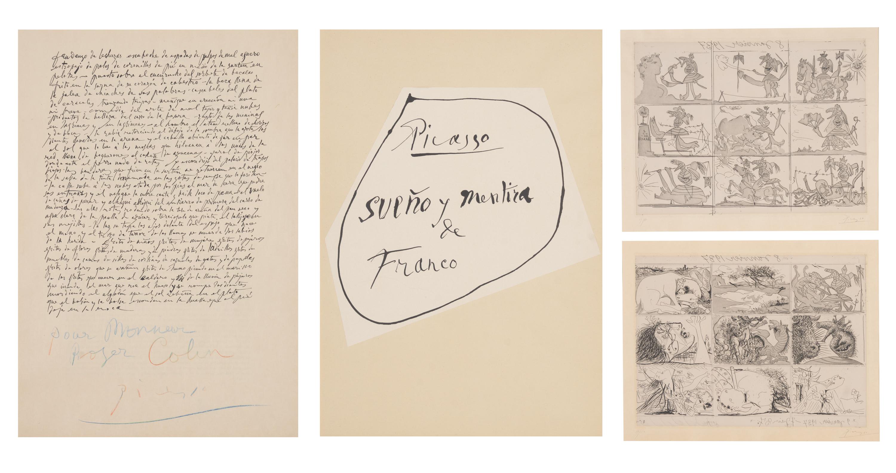Sueño y mentira de Franco (the pair, with accompanying dedicated text page and frontispiece), 1937