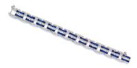 A White Gold, Sapphire and Diamond Link Bracelet, 19.70 dwts.