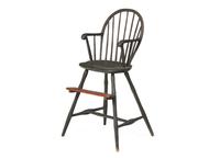 A Green-Painted Bamboo Turned Continuous Arm Windsor High Chair, Philadelphia, PA, Circa 1800