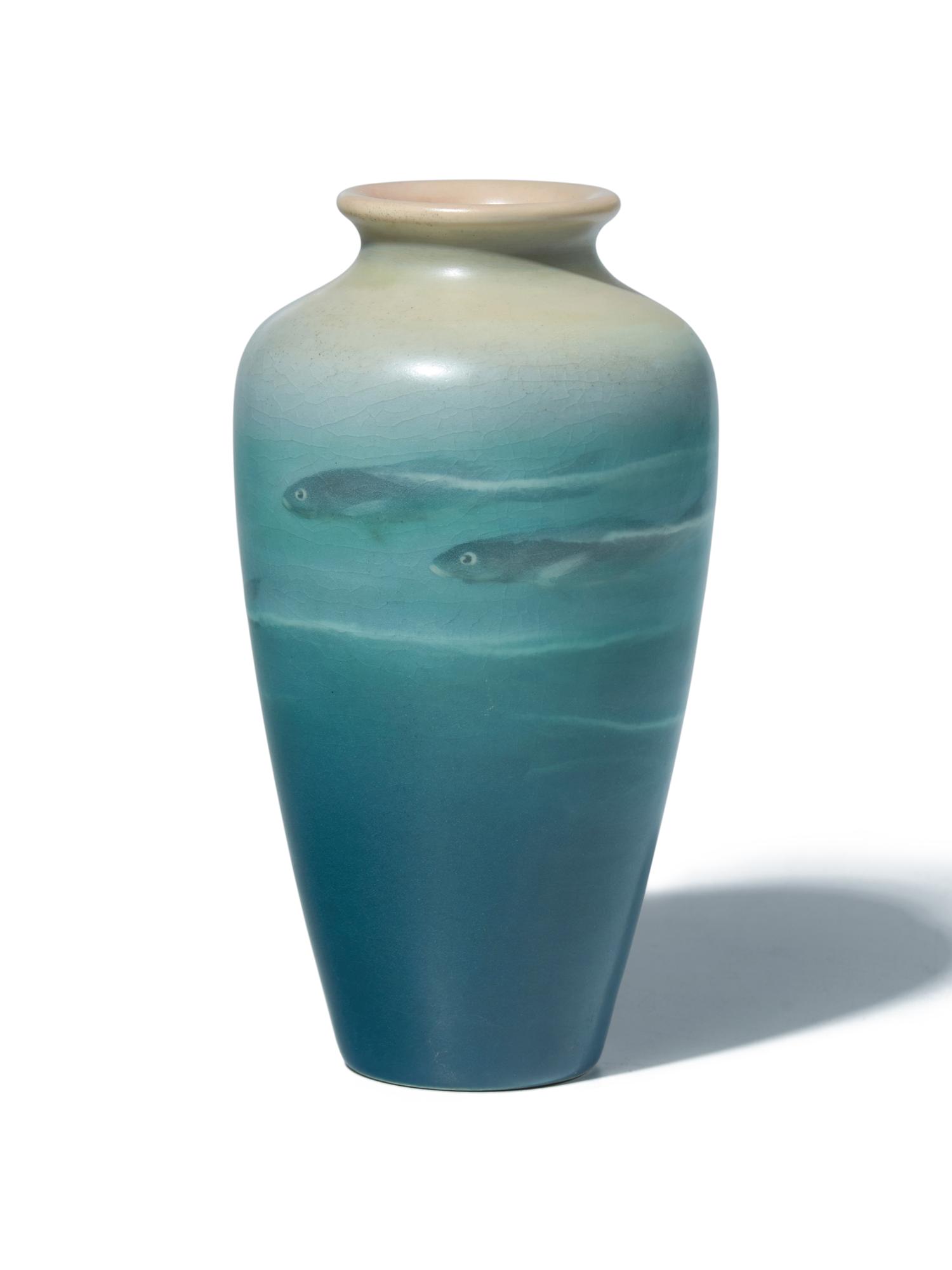 A Rookwood Vellum-Glazed Fish-Decorated Vase