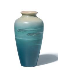 A Rookwood Vellum-Glazed Fish-Decorated Vase