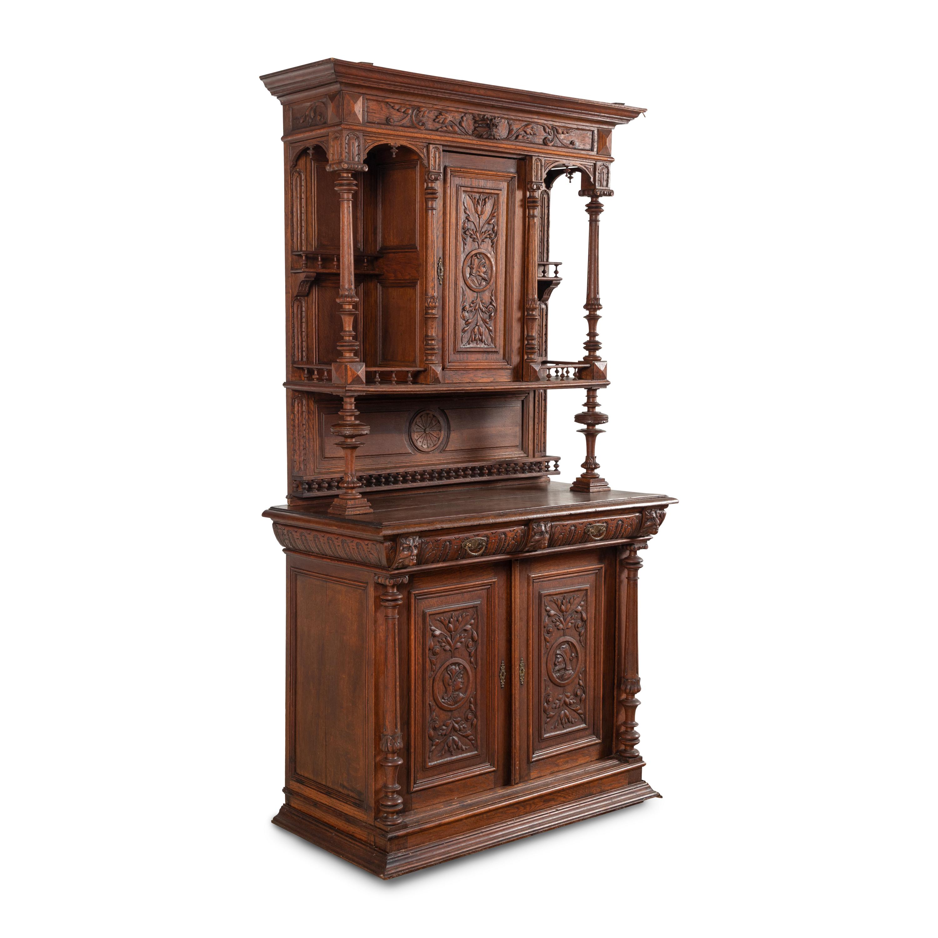 A French Neoclassical Carved Walnut Serving Cabinet