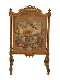 A Louis XVI Style Giltwood Fire Screen with Tapestry Panel
