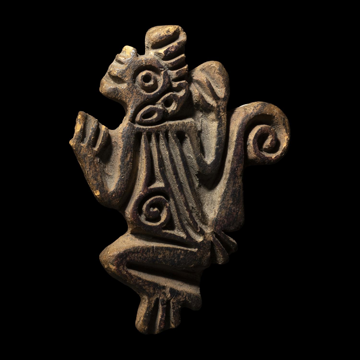 An Aztec Terracotta Seal Stamp in the Form of a Monkey