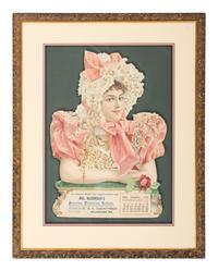 A Mrs. McCorrison's Famous Diamonds Lotion Framed Calendar Advertisement