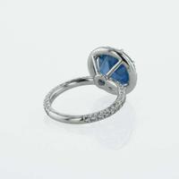 A Sapphire, Diamond, and Platinum Ring