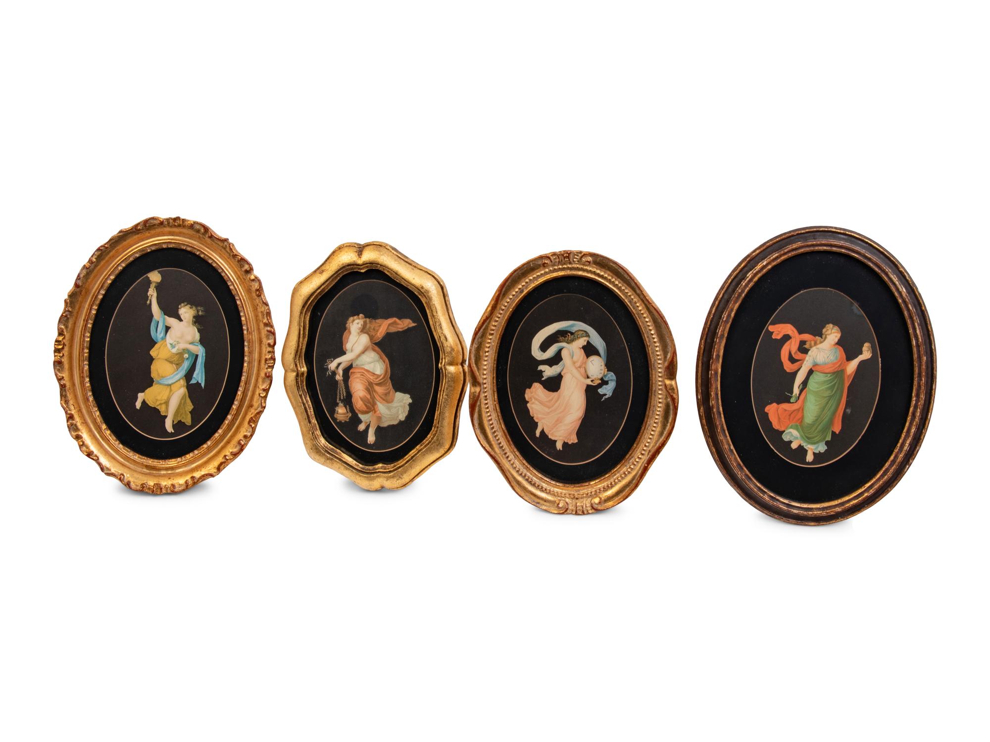 A Set of Four Framed Prints Depicting the Four Seasons