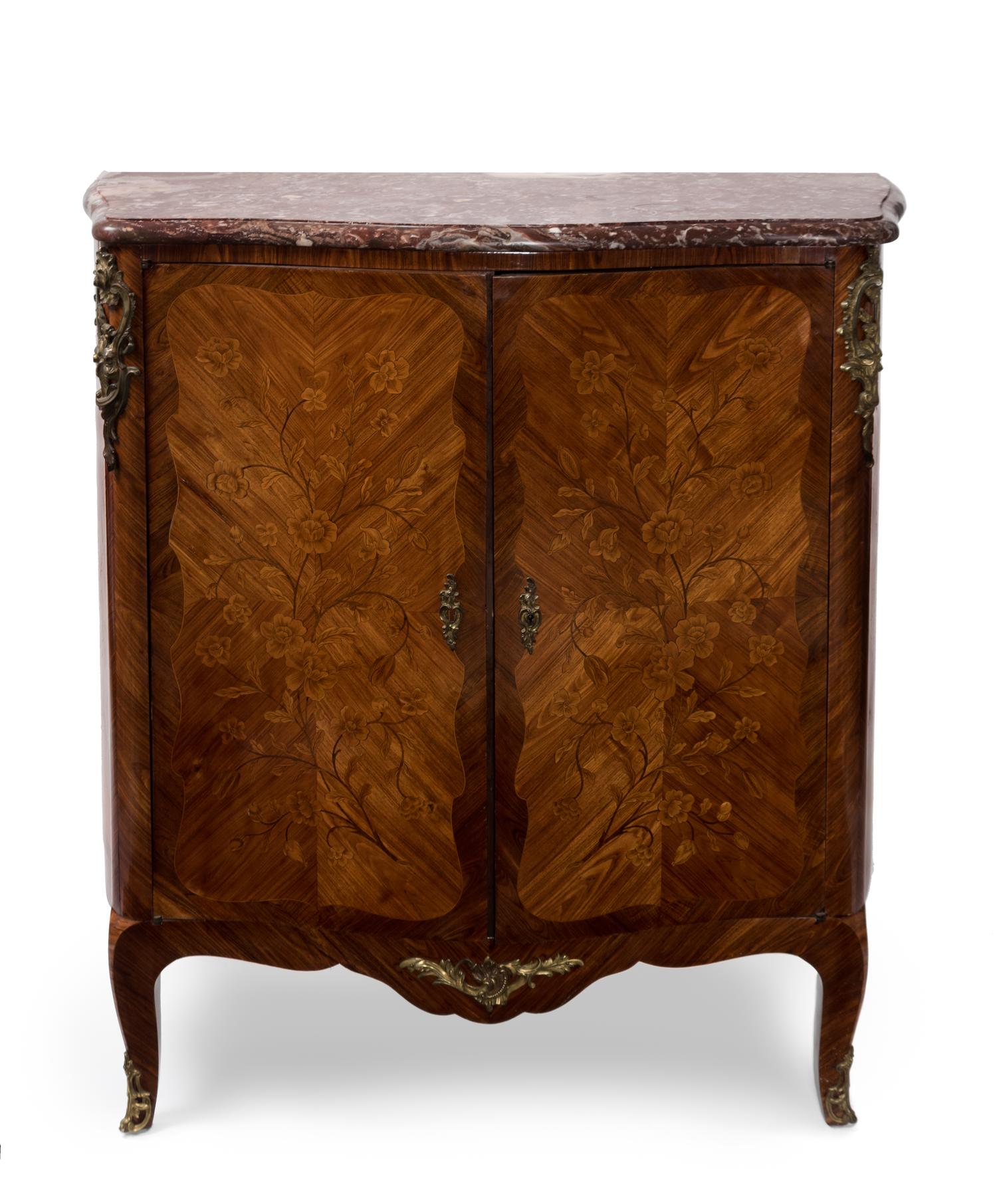 A Louis XV/XVI Transitional Style Marquetry Cabinet — 19TH CENTURY