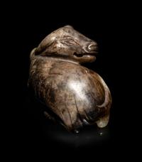 Two Chinese Carved Jade Figure of Recumbent Buffalos