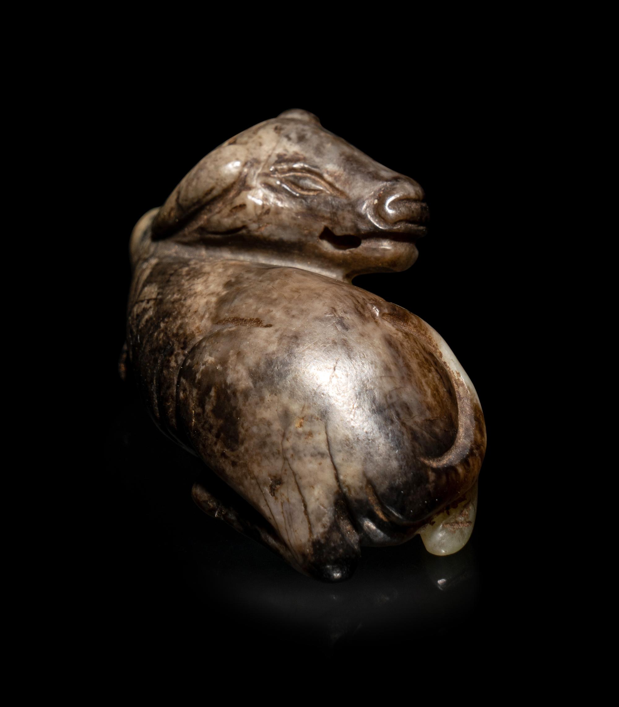 Two Chinese Carved Jade Figure of Recumbent Buffalos