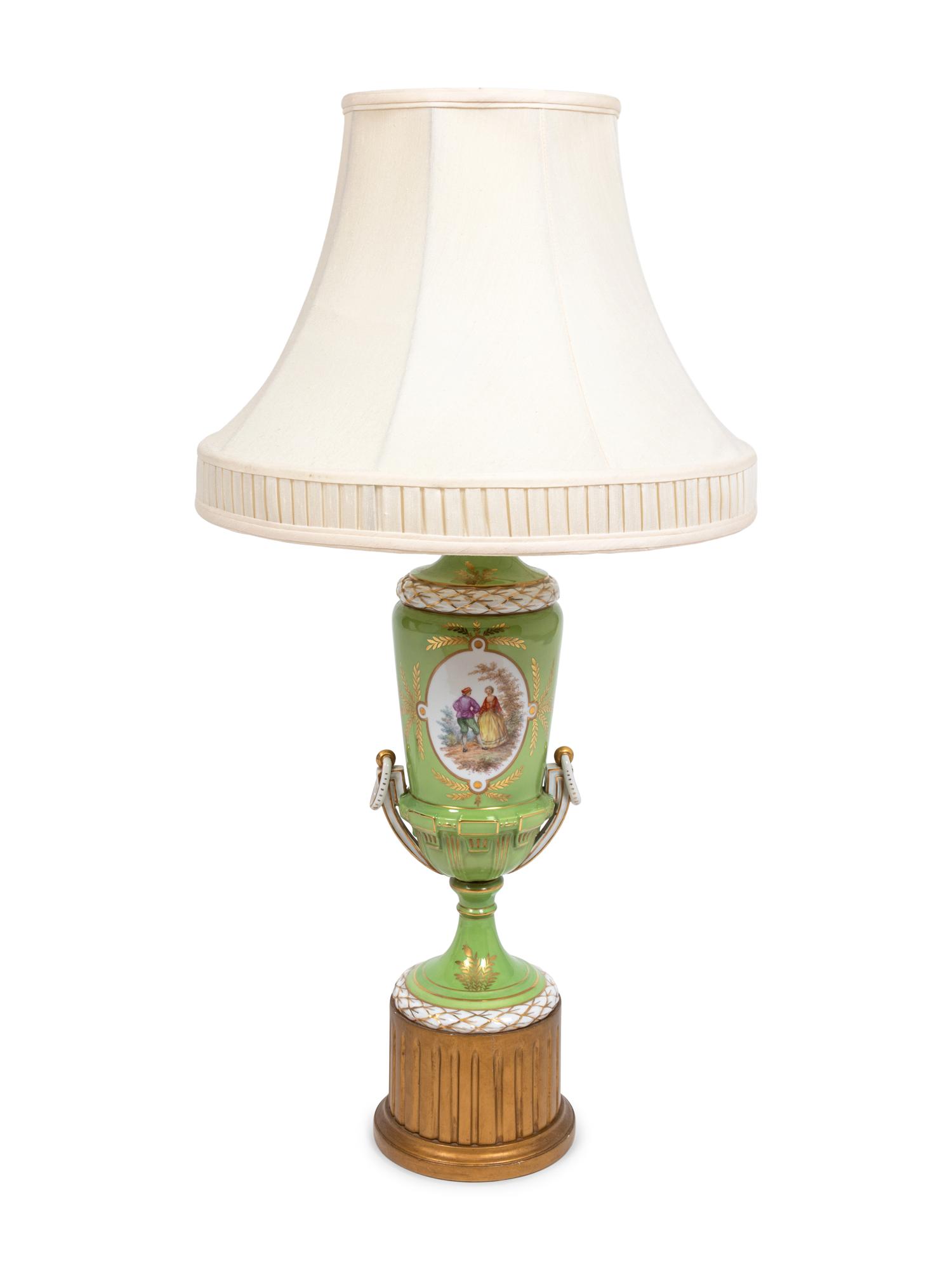 A French Porcelain Urn Mounted as a Lamp
