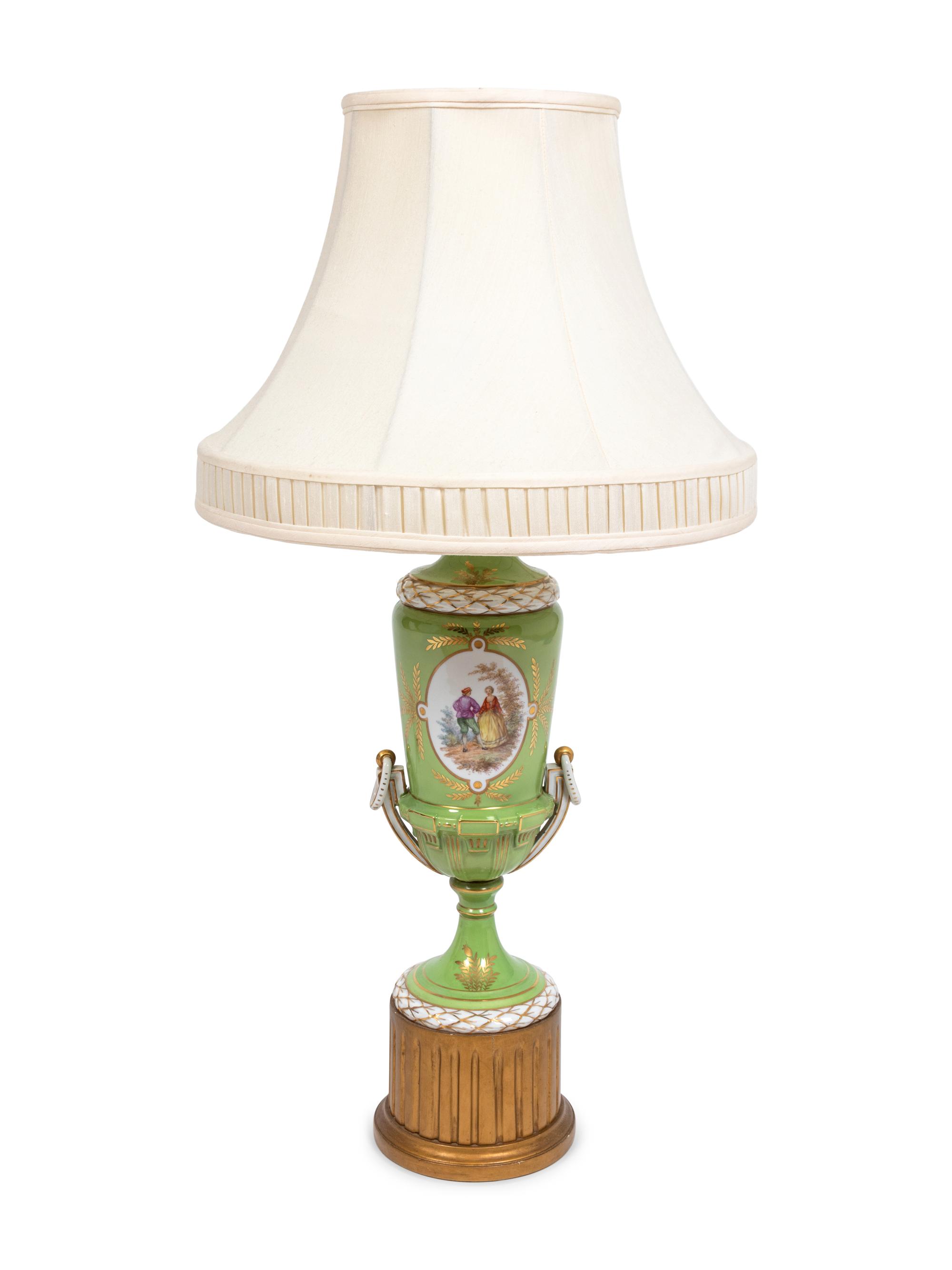A French Porcelain Urn Mounted as a Lamp