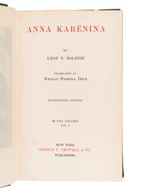 TOLSTOY, Count Lev Nikolayevich (1828-1910). Anna Karenina . Nathan Haskell Dole, translator. New York: Thomas Y. Crowell & Co., 1886.