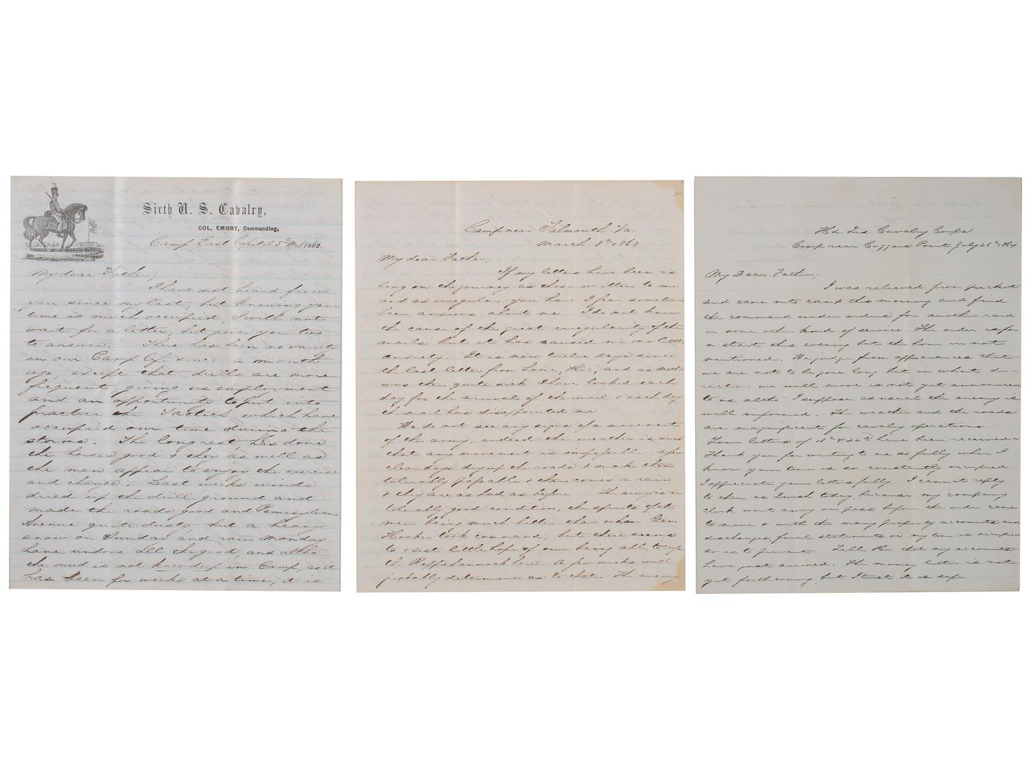 [CIVIL WAR]. War-date letters and diary of Capt. Tattnall Paulding (1840-1907), 6th US Cavalry, POW Battle of Fairfield, incl. Gettysburg Campaign and Libby Prison content.
