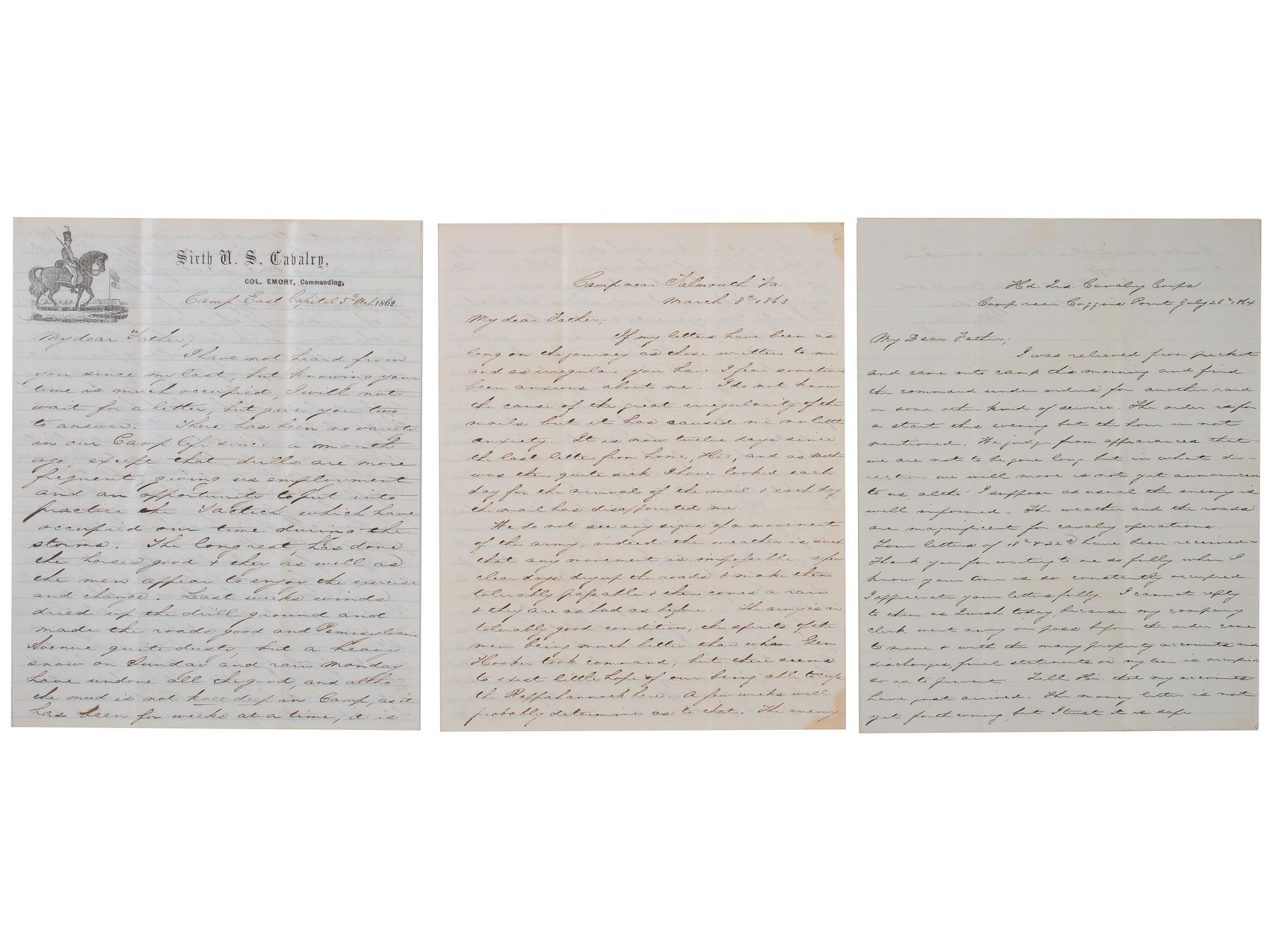 [CIVIL WAR]. War-date letters and diary of Capt. Tattnall Paulding (1840-1907), 6th US Cavalry, POW Battle of Fairfield, incl. Gettysburg Campaign and Libby Prison content.