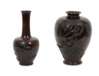 Two Japanese Bronze Vases