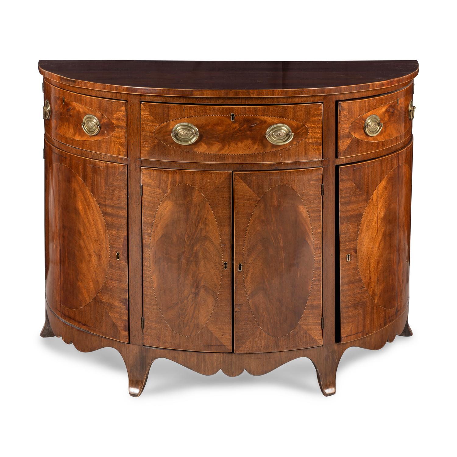 A George III Mahogany Demilune Cabinet