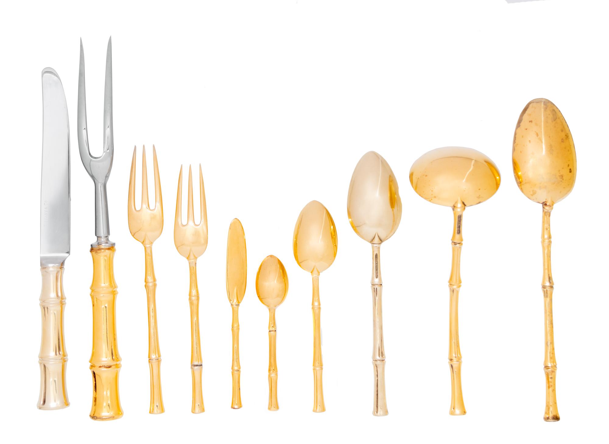 A Tiffany & Co. Bamboo Silver-Gilt Flatware Service