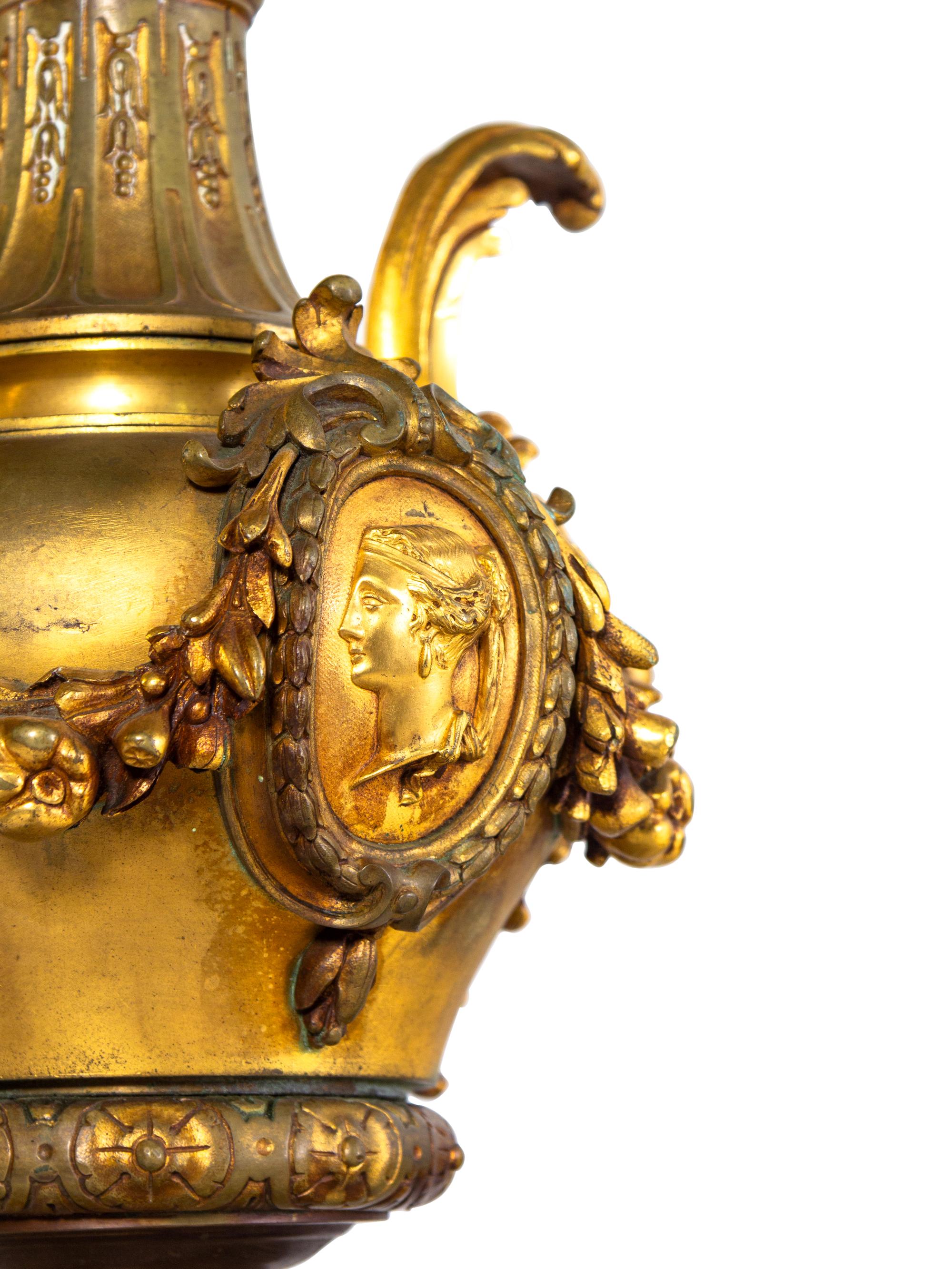 A Pair of Neoclassical Gilt Bronze Pedestals