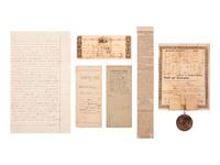 [SLAVERY & ABOLITION]. Bills of sale for African Americans enslaved by Thomas Dixon (1815-1879), Sheriff of Macon County, Georgia.