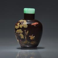 An Unusual Embellished Patinated Metal Snuff Bottle, Early 20th Century — 二十世紀初 金屬胎嵌寶人物圖鼻煙壺