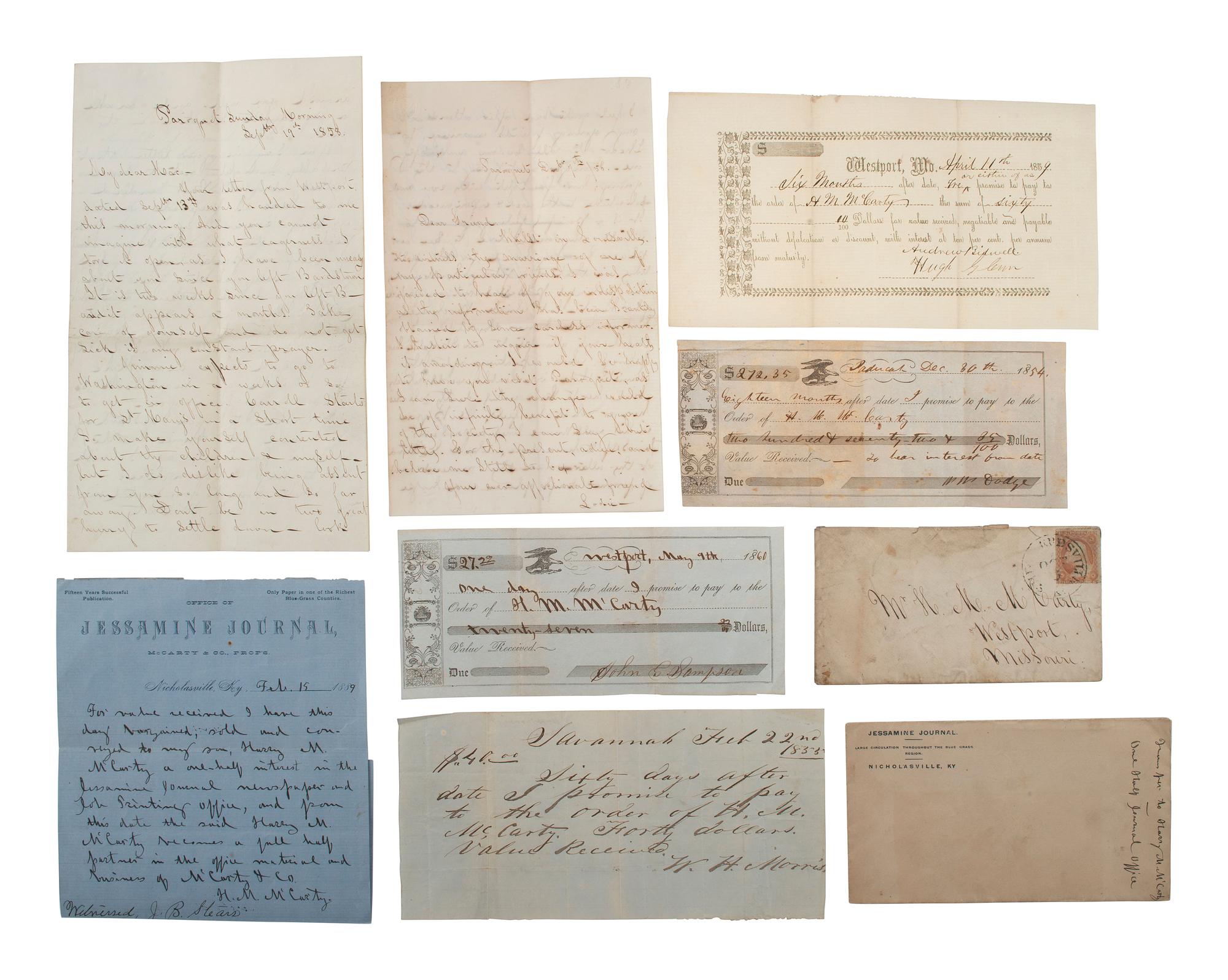[CIVIL WAR] -- [QUANTRILL'S RAIDERS]. Diary of H.M. McCarty, editor of the Border Star at Westport, Missouri, with entries referencing 1863 clashes between Union soldiers and southern sympathizers, guerilla activity, and Quantrill's Raiders.