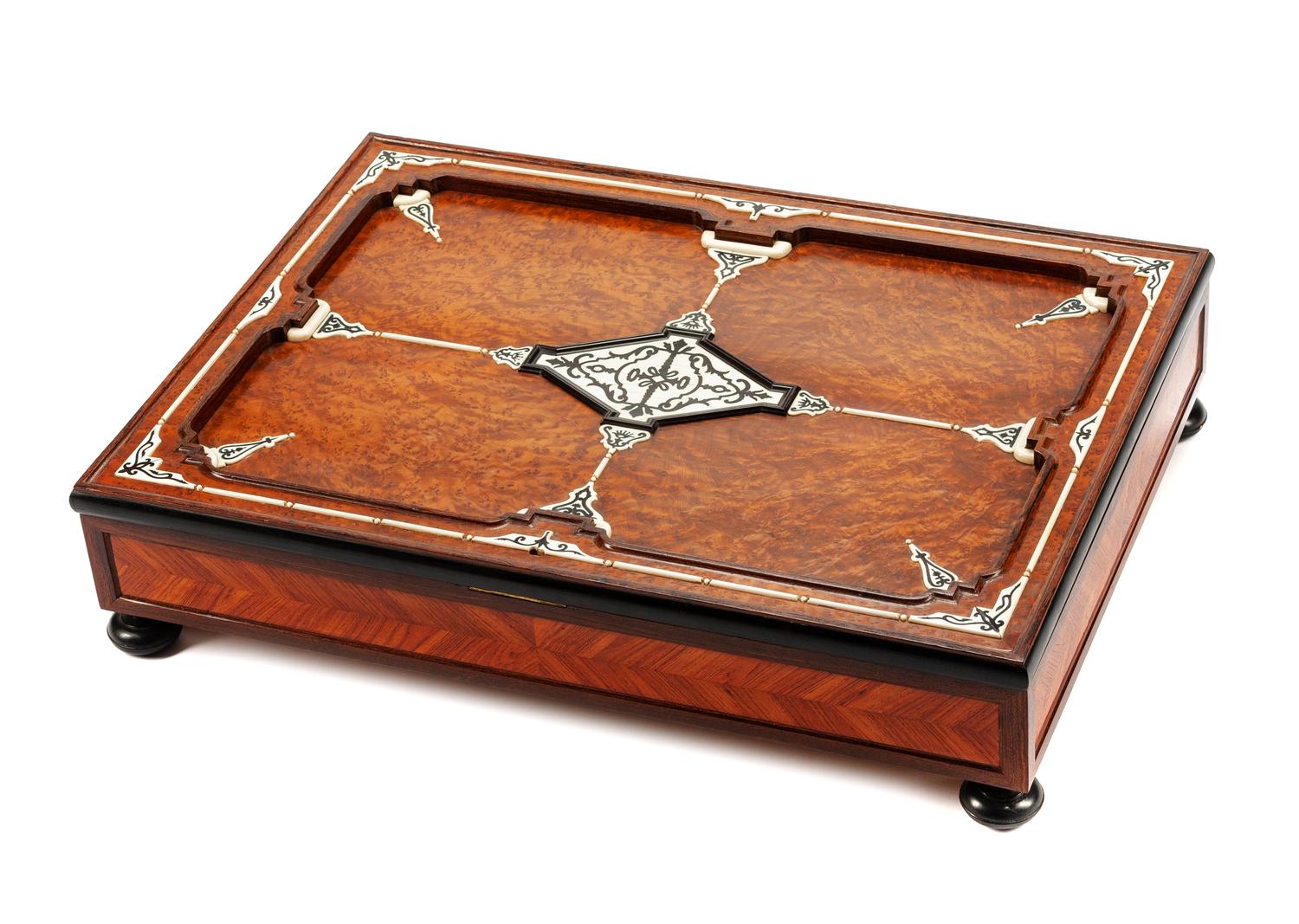 A Continental Inlaid and Parcel Ebonized Box