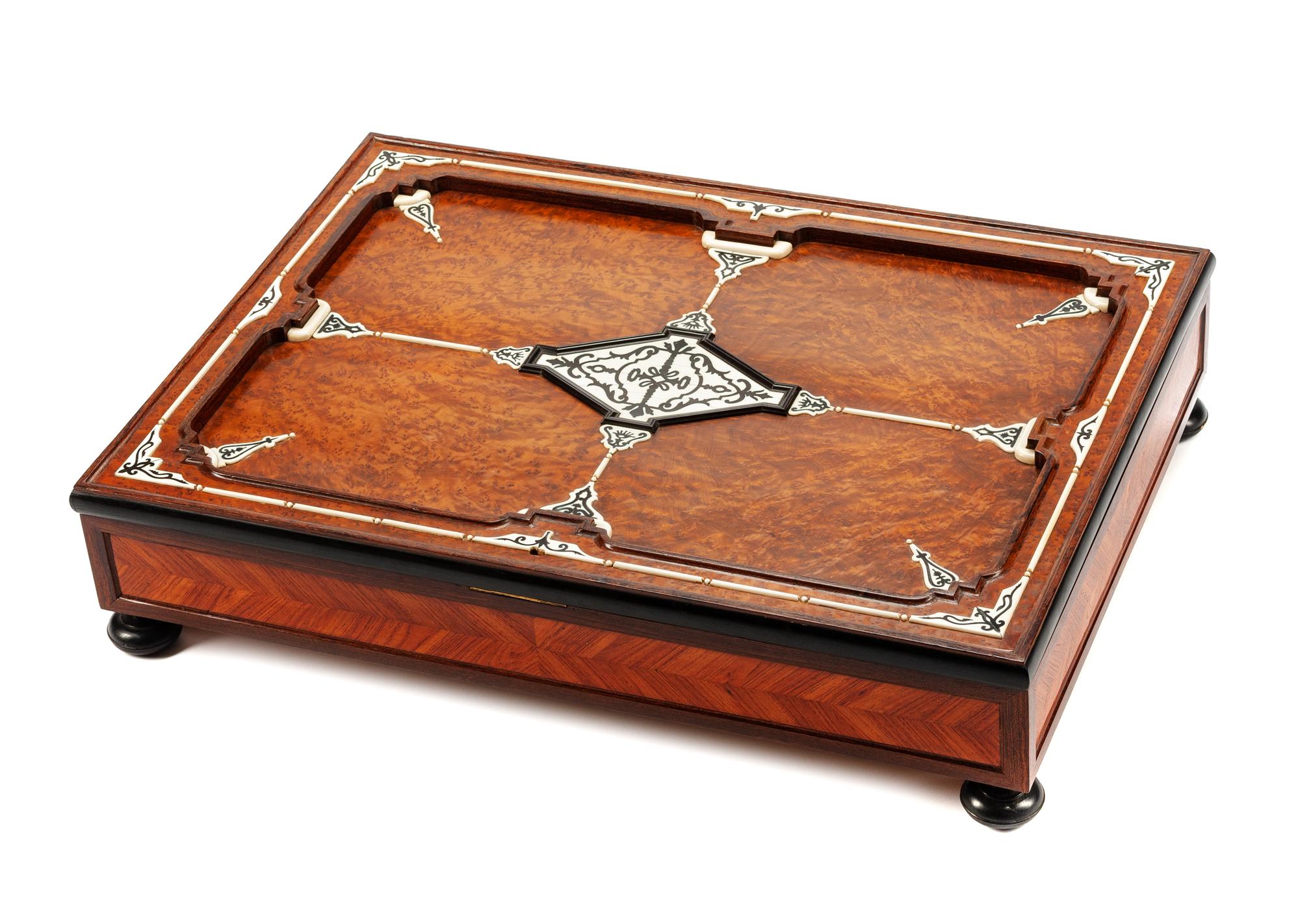 A Continental Inlaid and Parcel Ebonized Box