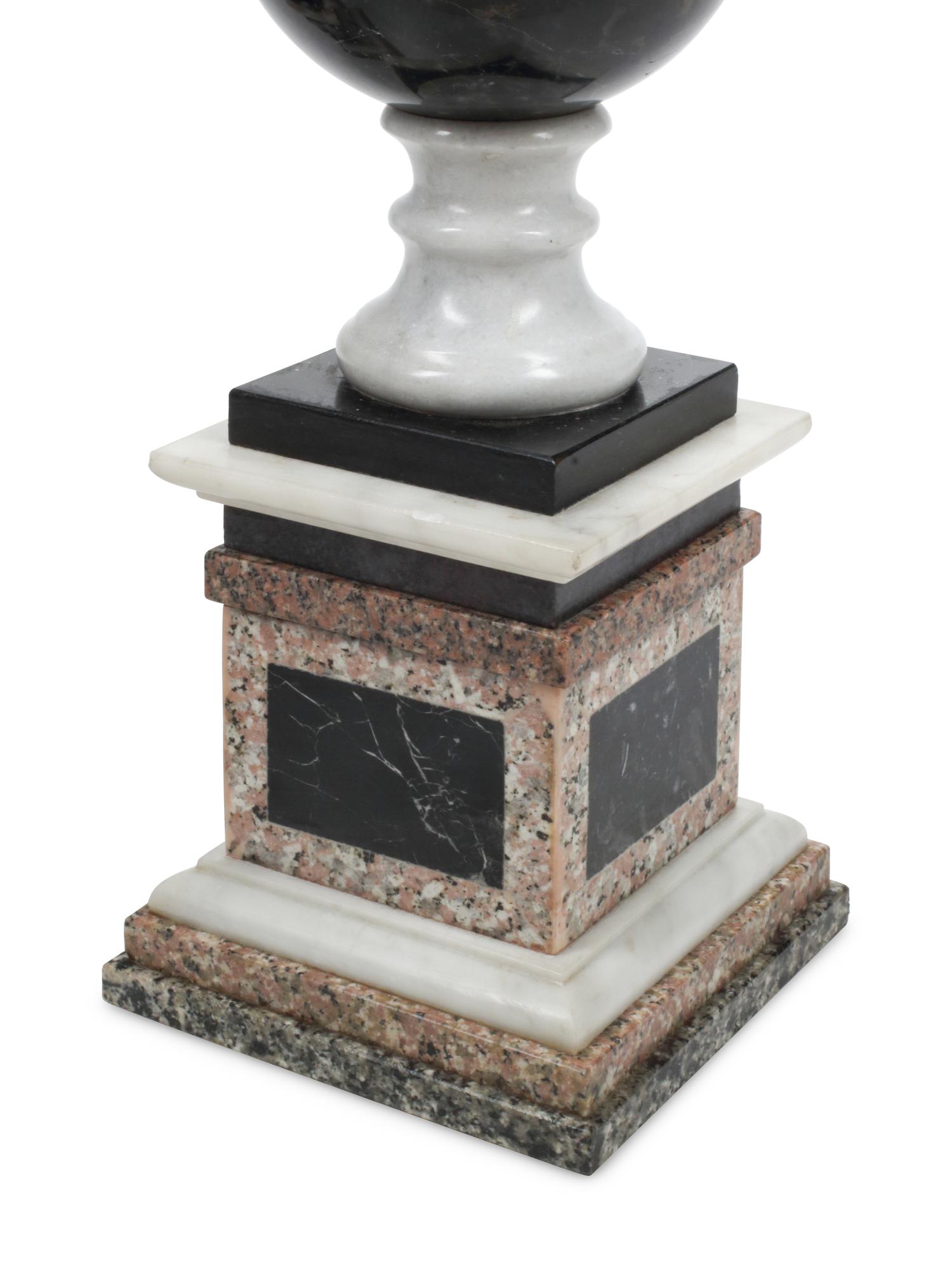 A Pair of Italian Grand Tour Style Vari-Color Marble Spherical Ornaments