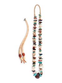 Southwestern-style Single-Strand Fetish Necklace AND Pueblo Single-Strand Heishi and Spiny Oyster Necklace