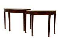 A Pair of George III Mahogany Demi-lune Console Tables — 19TH CENTURY