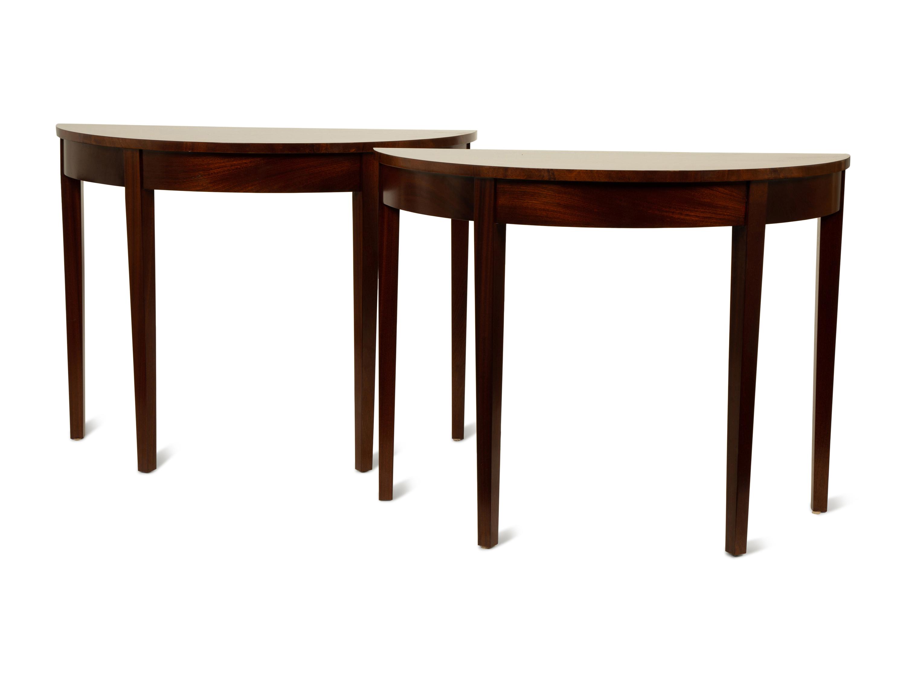 A Pair of George III Mahogany Demi-lune Console Tables — 19TH CENTURY