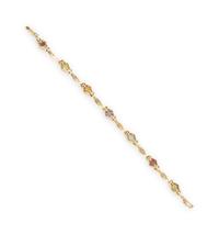 YELLOW GOLD AND MULTIGEM BRACELET AND EARRINGS