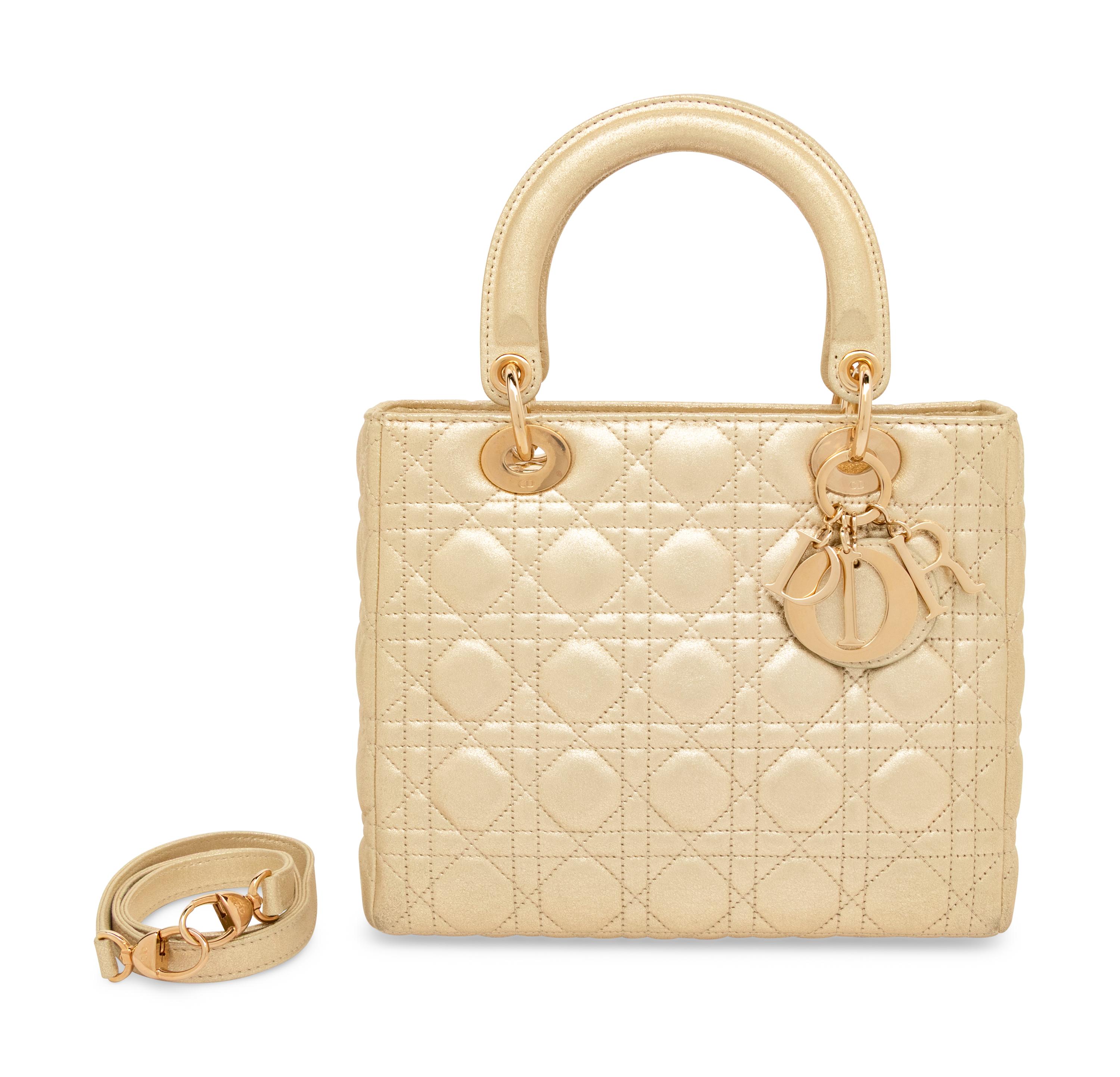 Dior, Medium Metallic Gold Lady Dior