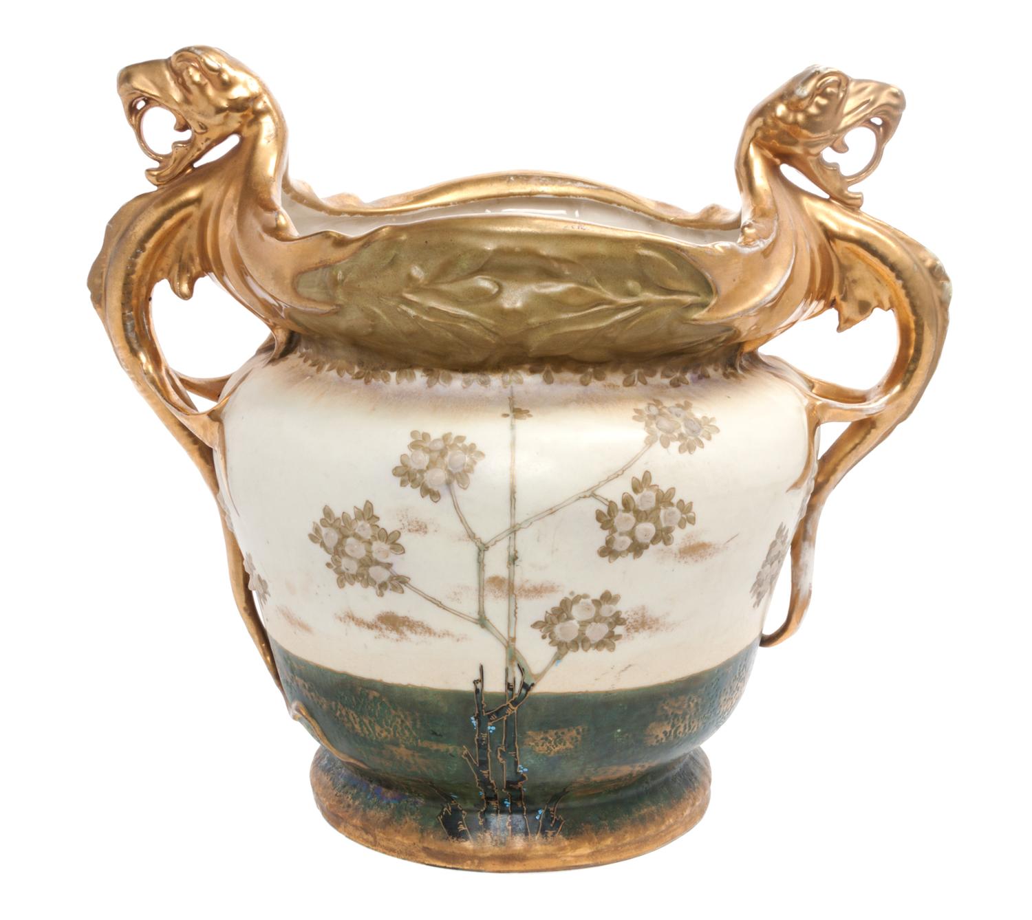An Amphora Jardiniere Height 13 inches.