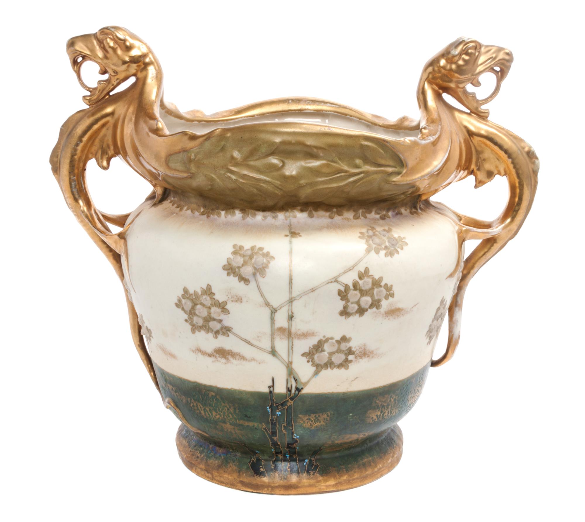 An Amphora Jardiniere Height 13 inches.