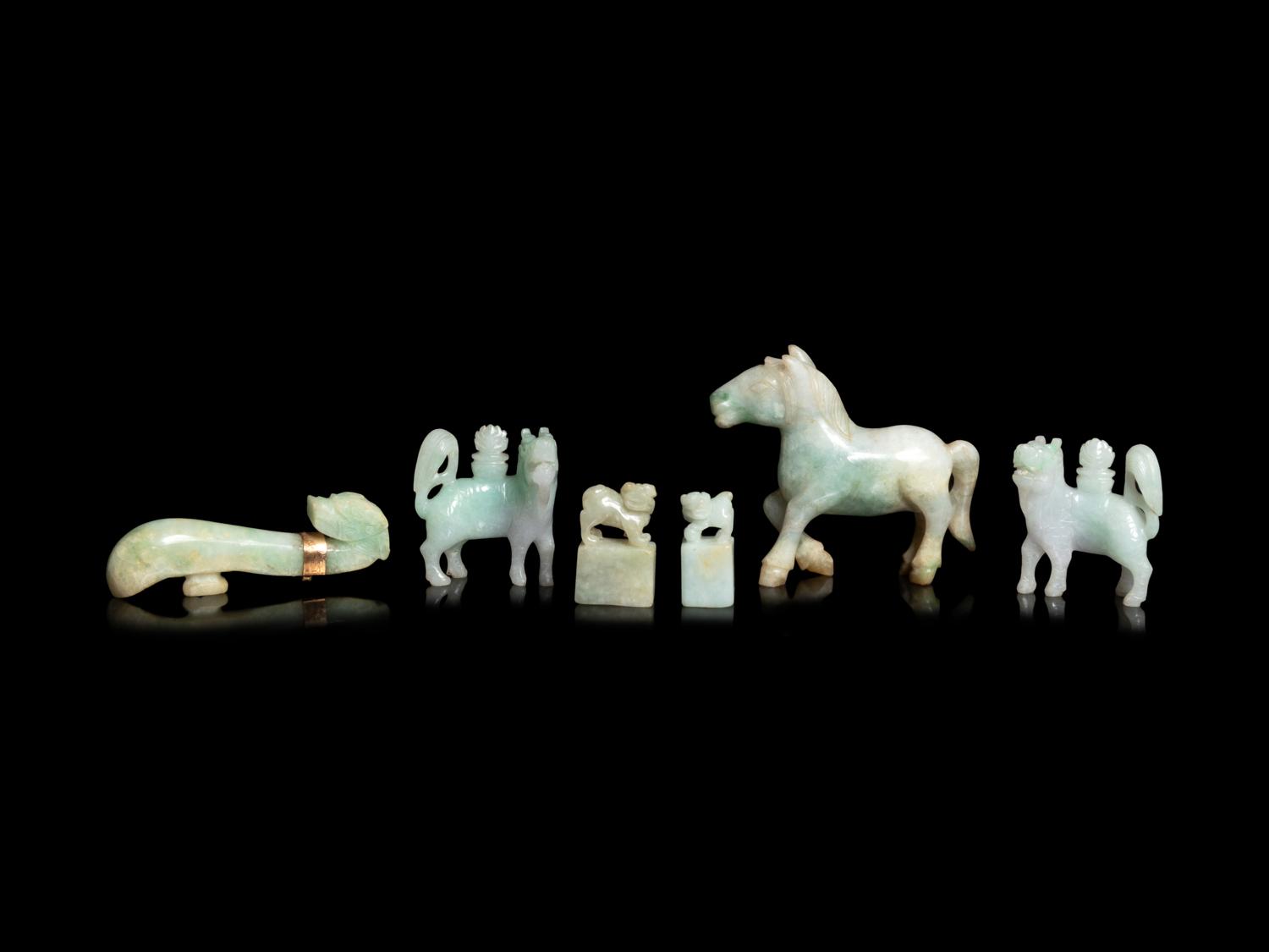 Six Chinese Jadeite Carvings
