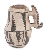 Anasazi Black-on-White Miniature Pottery Mug, with Skunk Handle