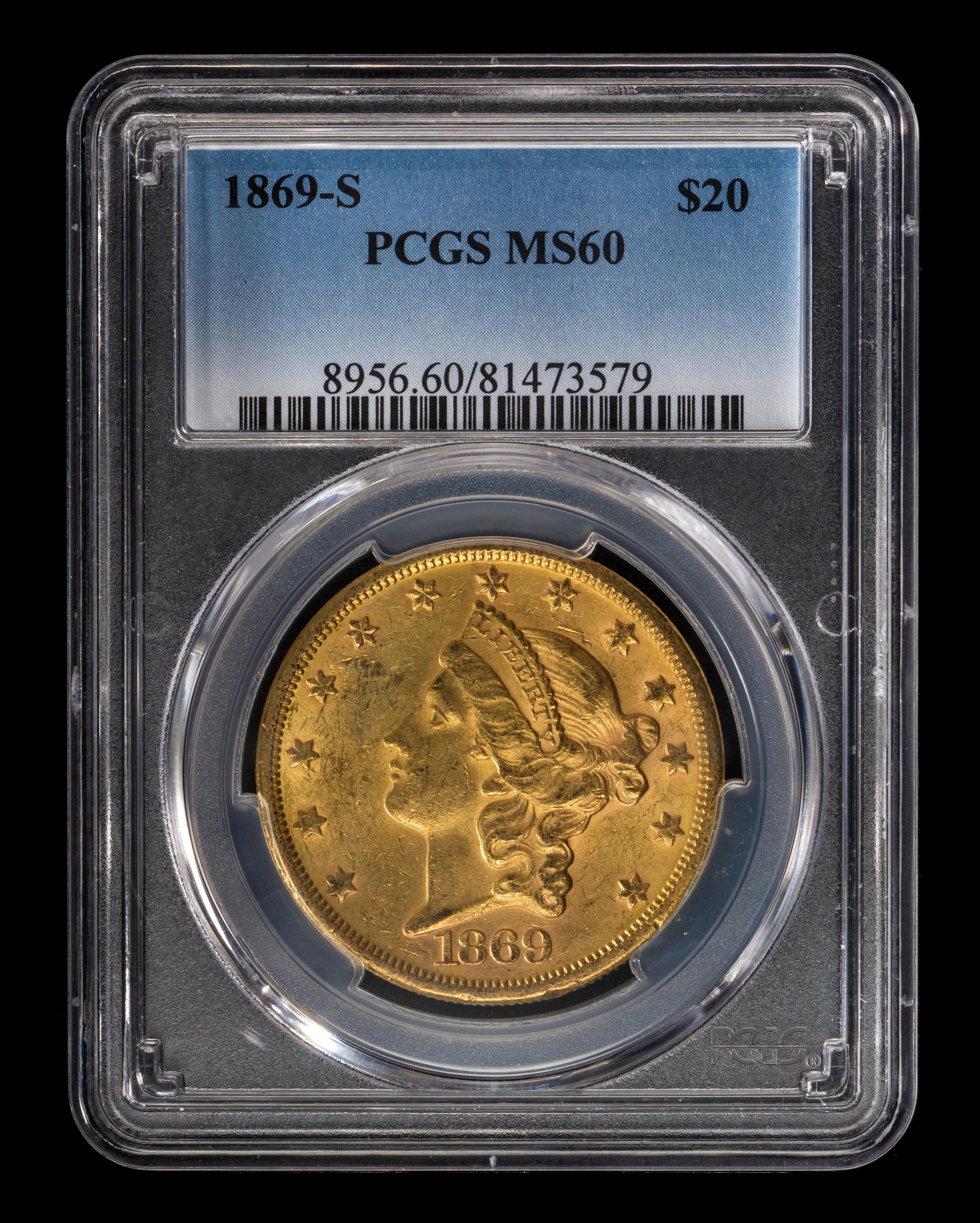 A United States 1869-S Liberty Head $20 Gold Coin