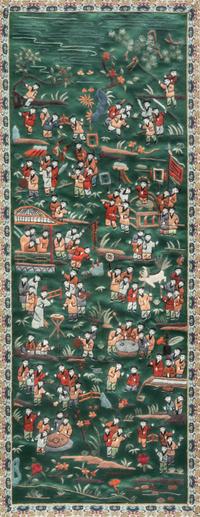 Six Chinese Embroidered Silk Panels