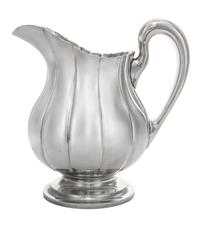 An American Silver Water Pitcher, Worden-Munnis Co., Boston, MA, Mid-20th Century, Dublin pattern, of baluster form with ribbed sides a