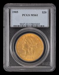 A United States 1905 Liberty Head $20 Gold Coin