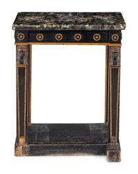 A Regency Style Parcel Gilt and Ebonized Pier Table